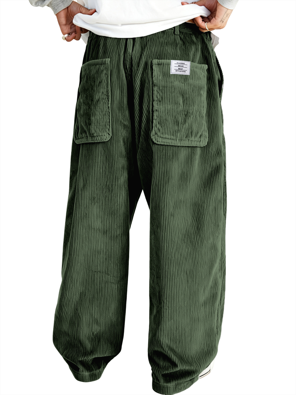 Herren Mehrfachtaschen Stilvolle Cord-Ripp Casual-Hosen mit besticktem Etikett-deurabatt