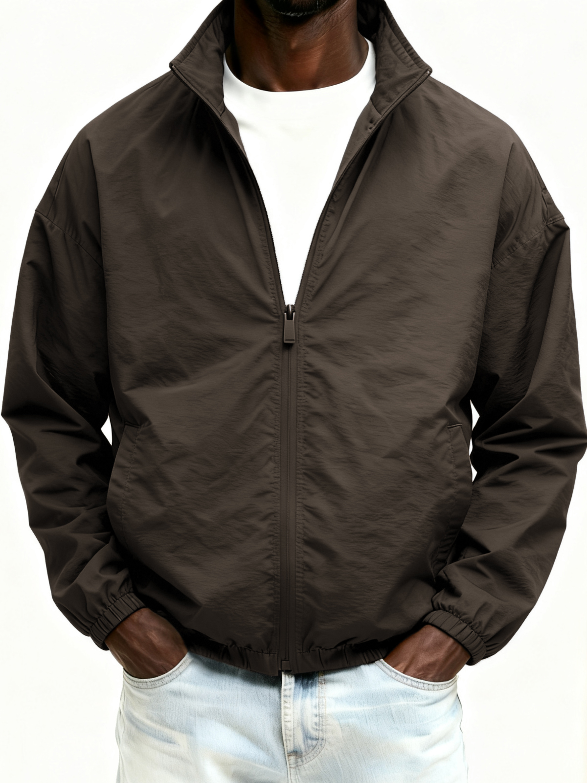Outdoor-Jacke mit Reißverschluss, einfarbig-deurabatt