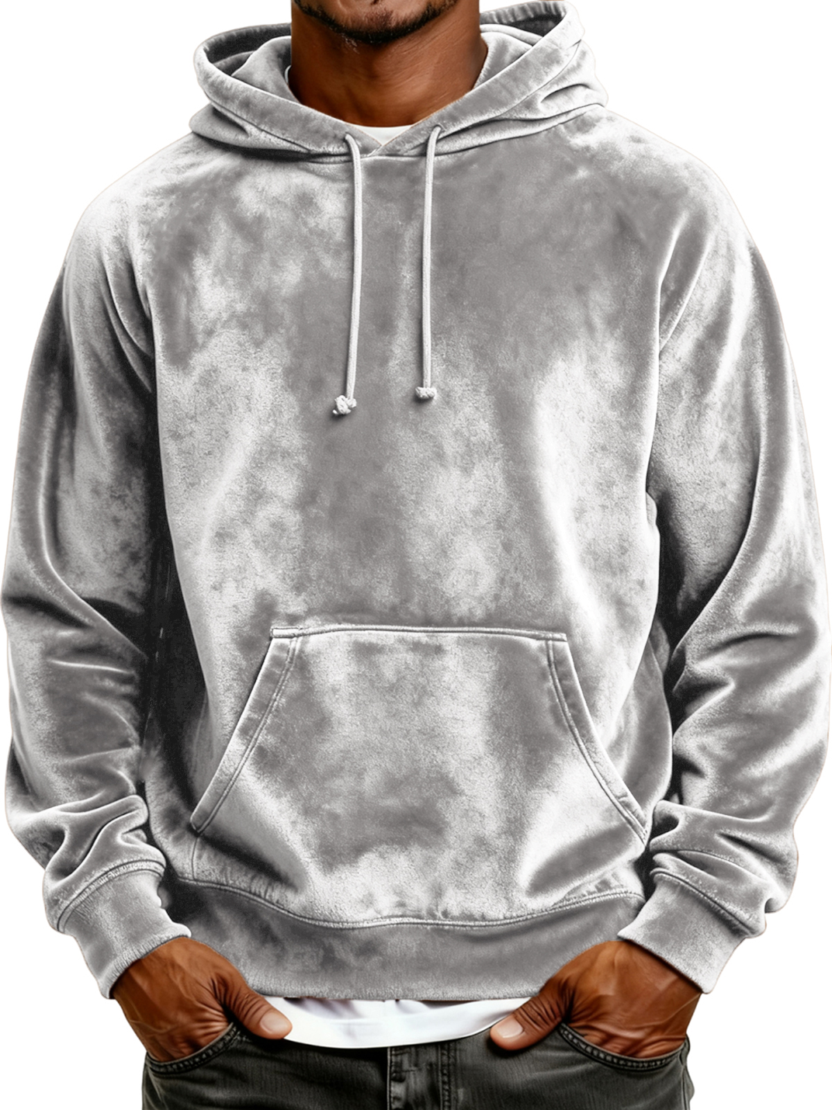 Herren Einfaches Samt Grundlegendes Kapuzenpullover Sweatshirt-deurabatt