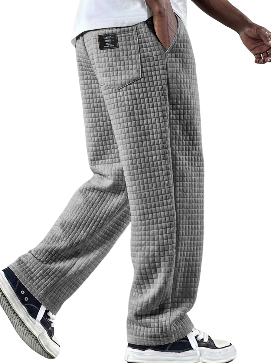 Herren Vintage Waffelstrickstoff Logo Mehrfachtaschen Strickhose-deurabatt