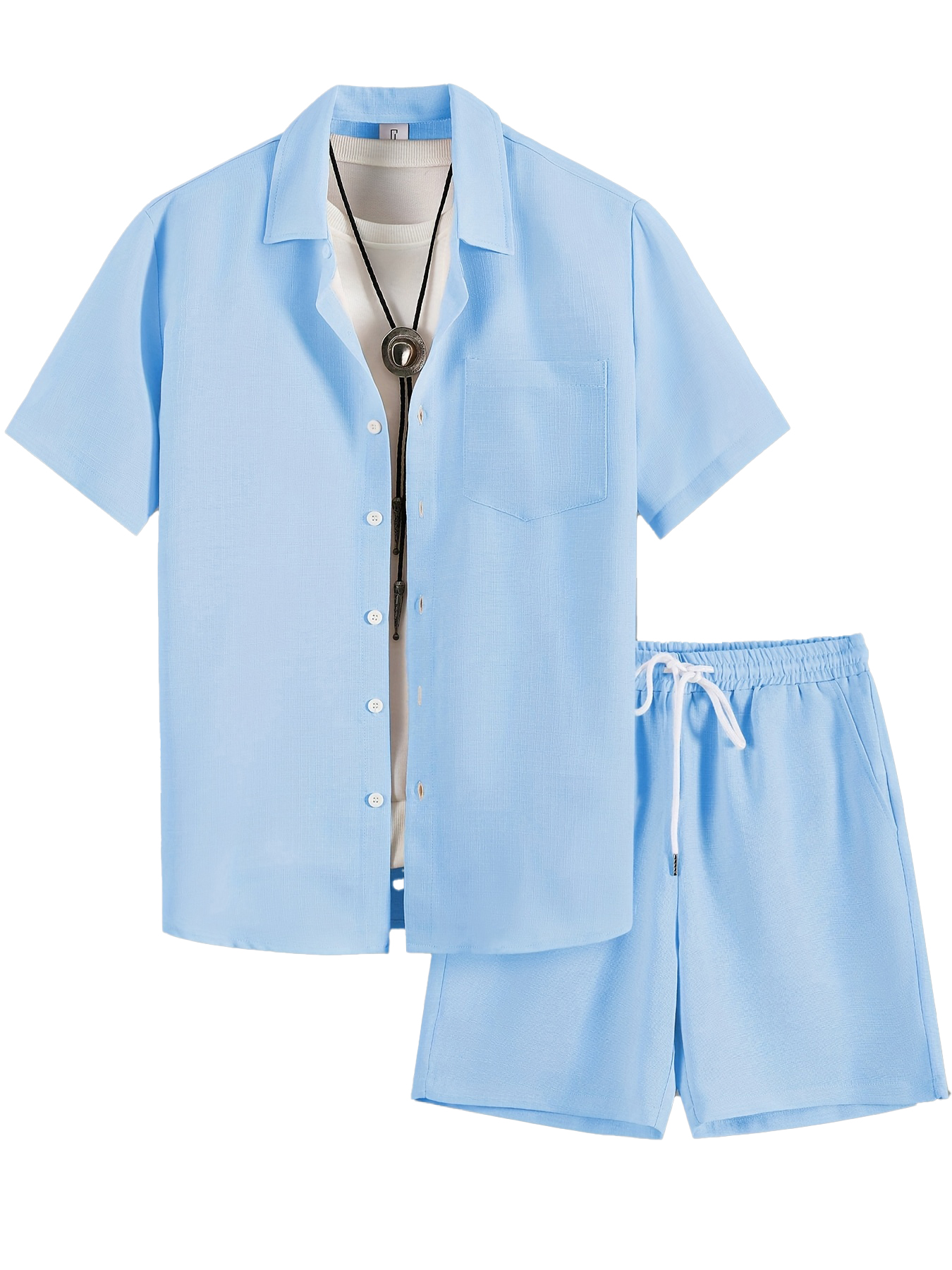 Herren Old Money Stil Baumwolle und Leinen Hemd und Shorts Set OOTD-ZierMode