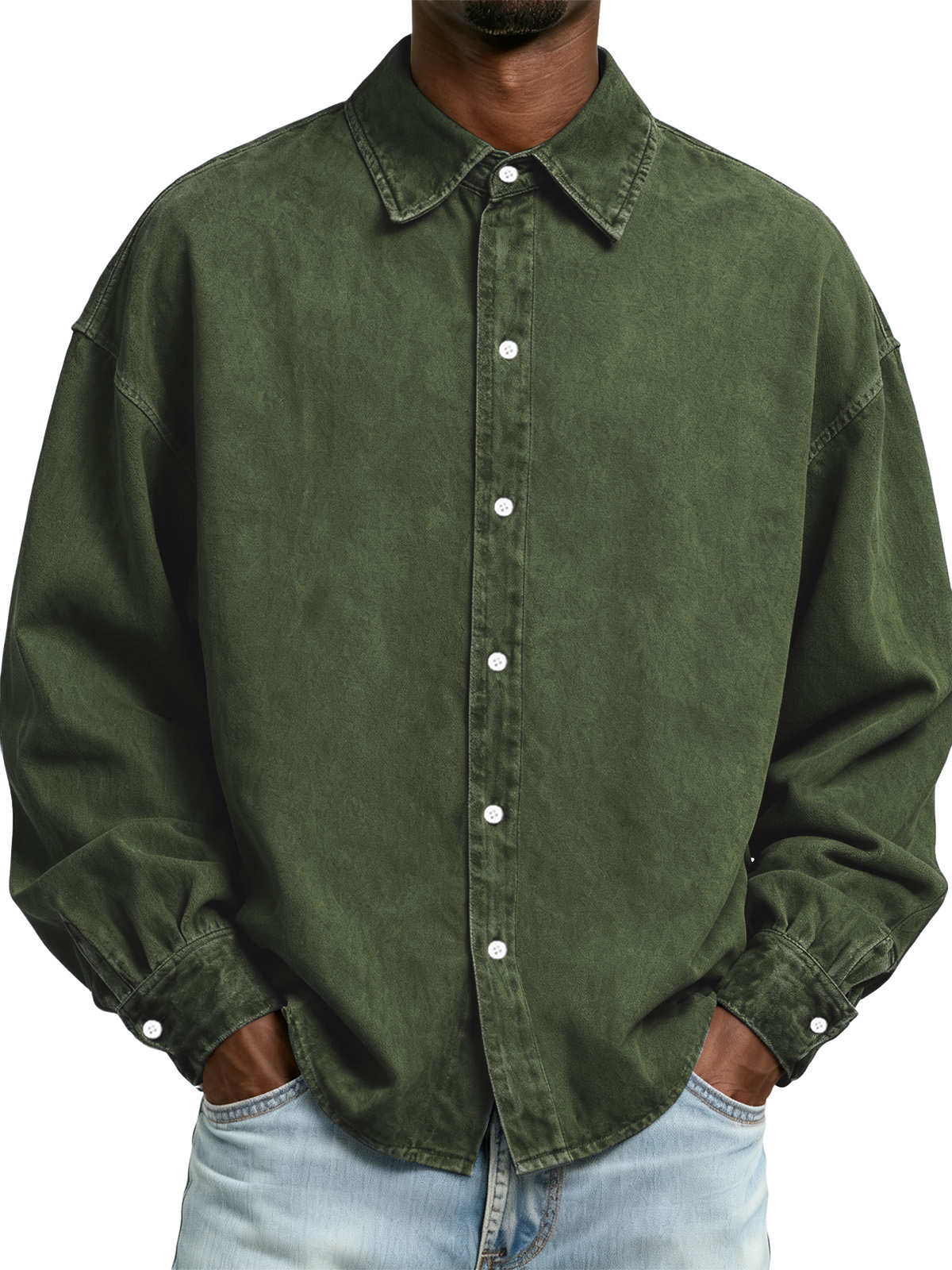 Herren-Langarmhemd im Retro-Look mit Used-Effekt-deurabatt