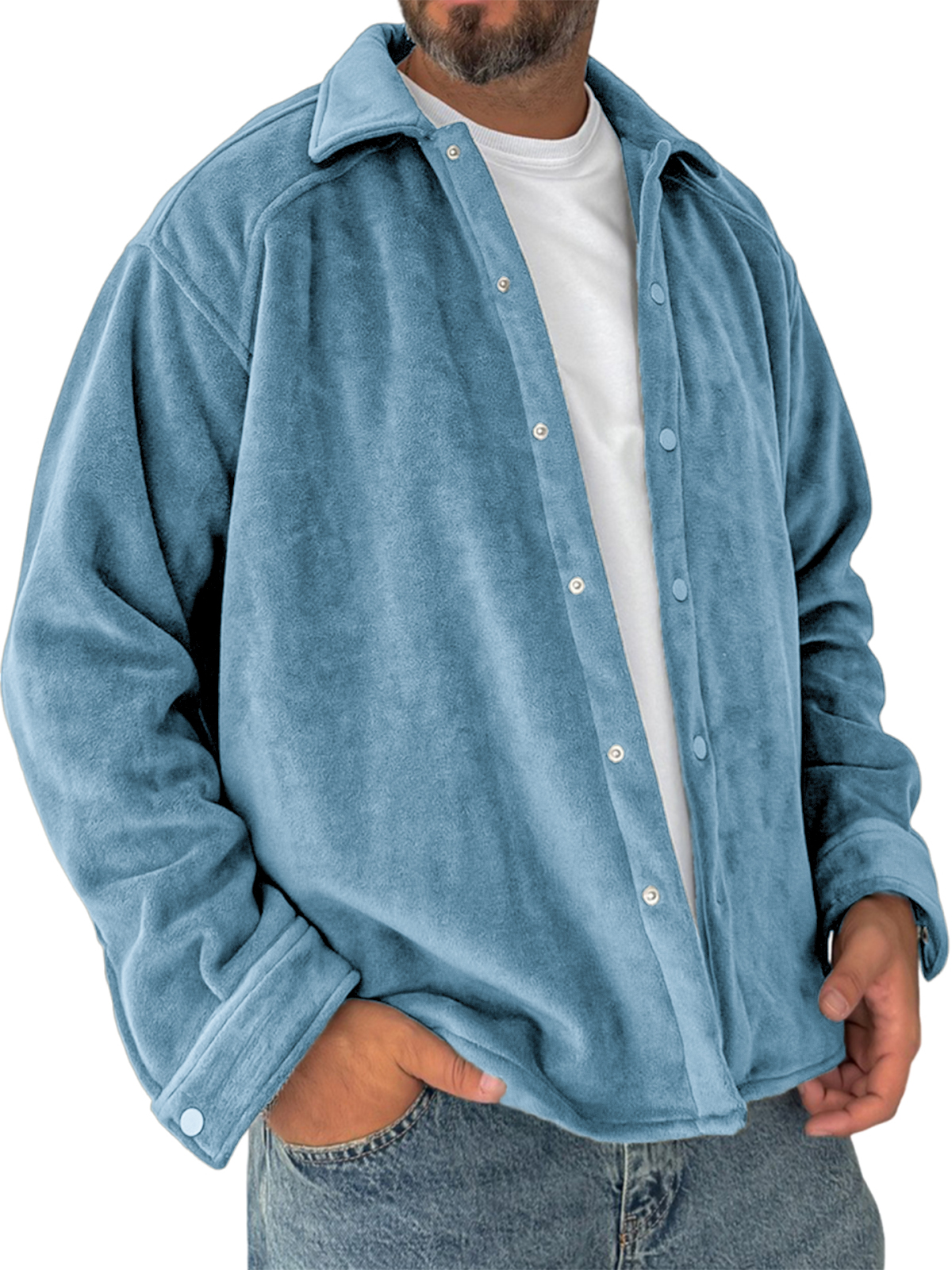 Herren Vintage Fleece Jacke Warme Freizeit Cardigan Hemd-deurabatt