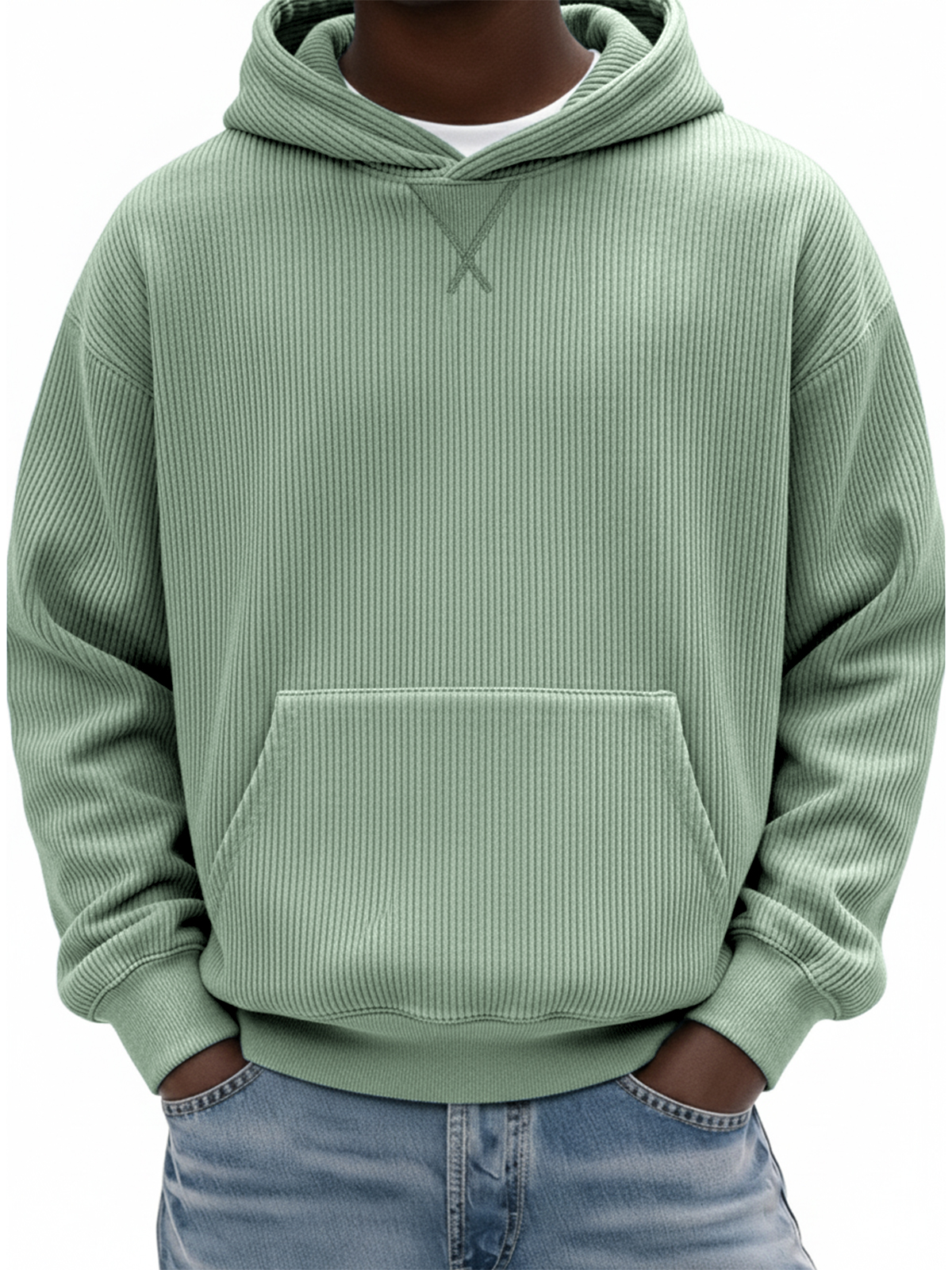 Herren Einfaches Rippstrick X-Stich Basic Pullover Hoodie-deurabatt