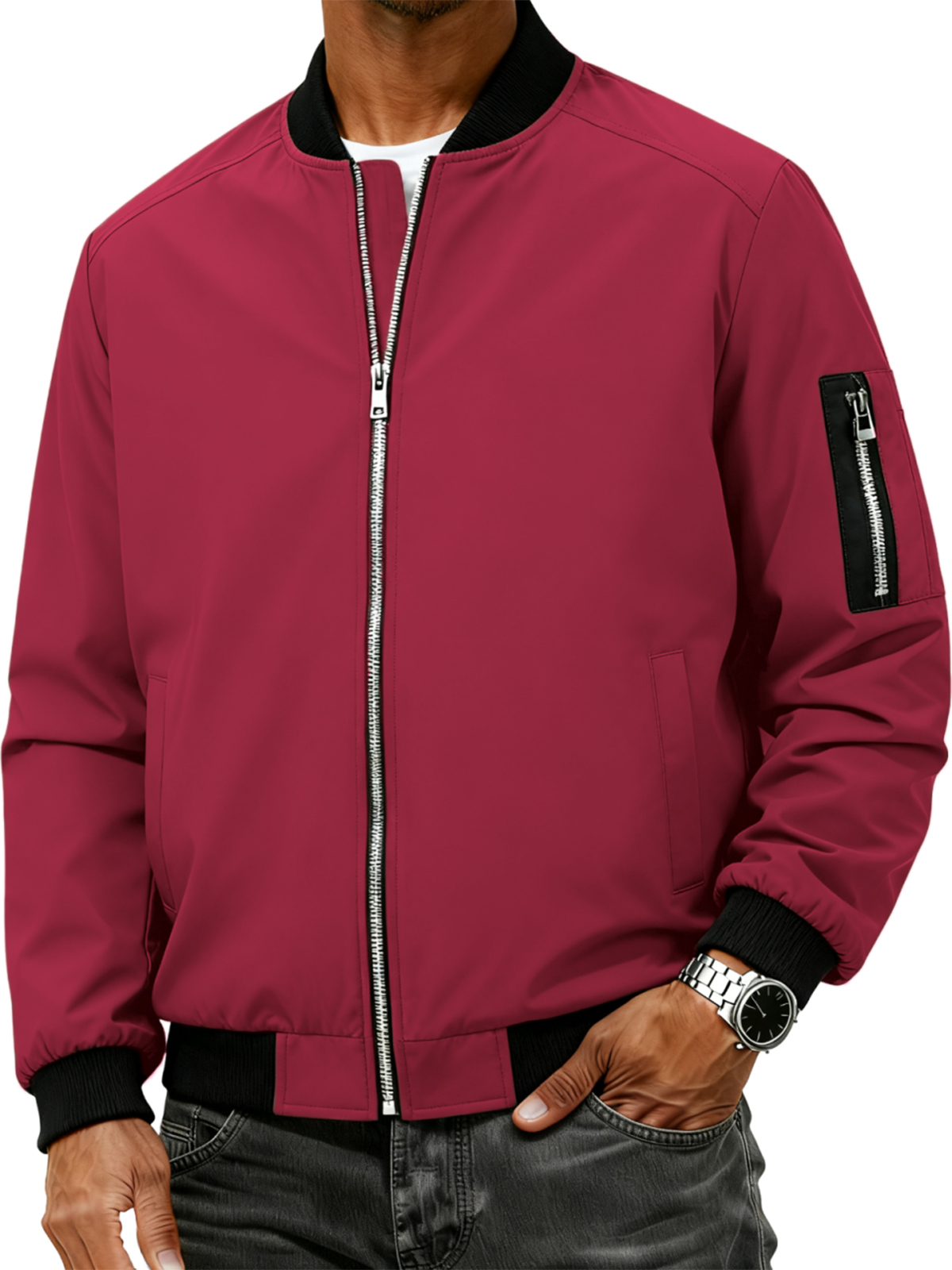 Herren Stehkragen Cardigan Reißverschluss Modejacke-deurabatt