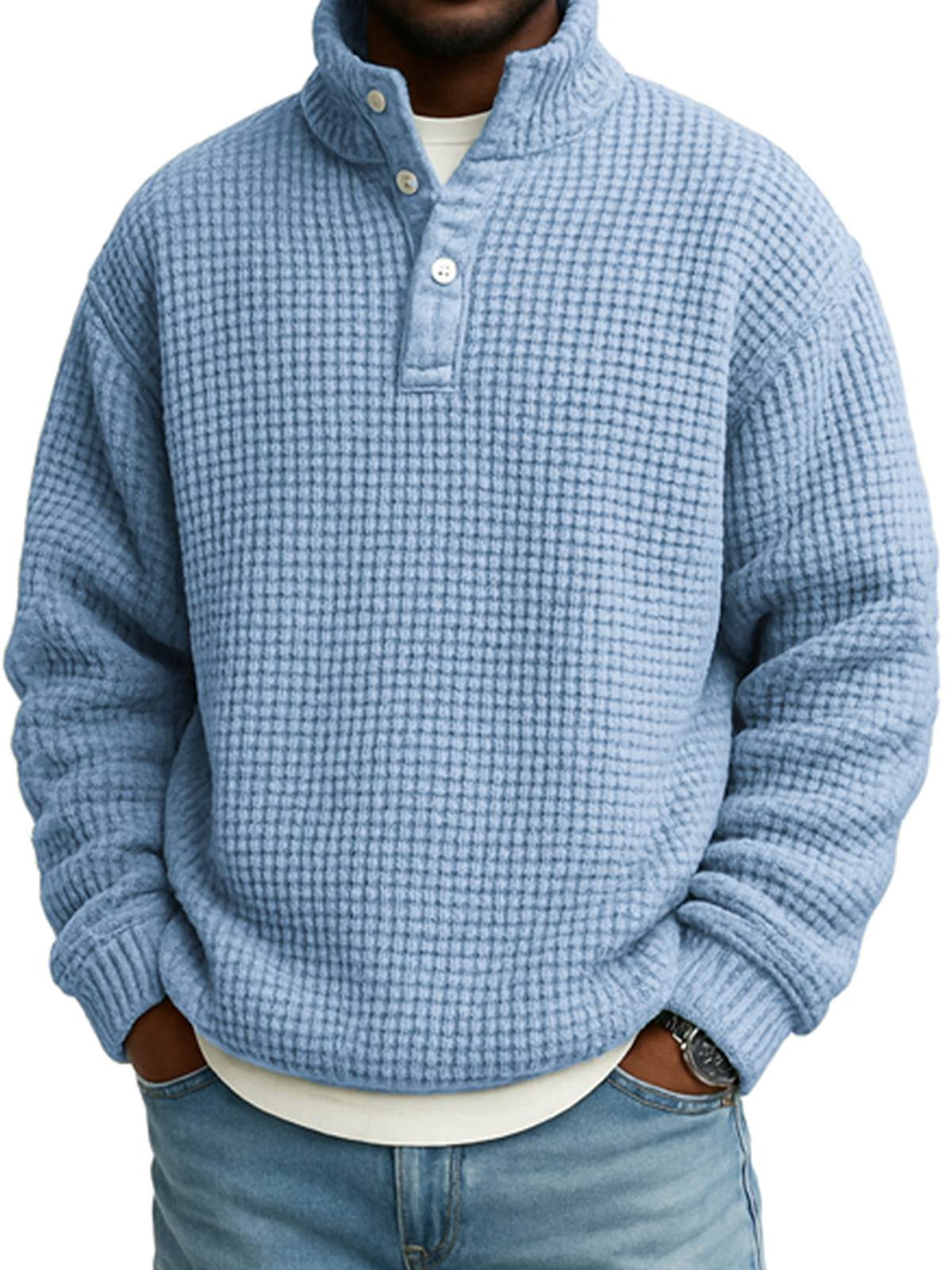 Herren Atmungsaktives Strick-Waffelpullover Sweatshirt-deurabatt