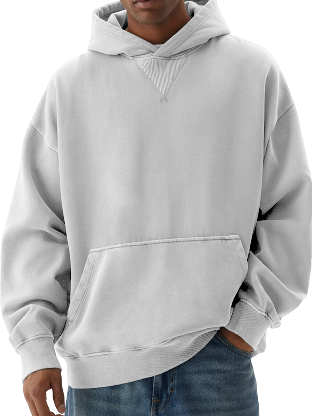 Basic Herren-Pullover-Hoodie aus schwerem Material mit Kreuzstich-deurabatt