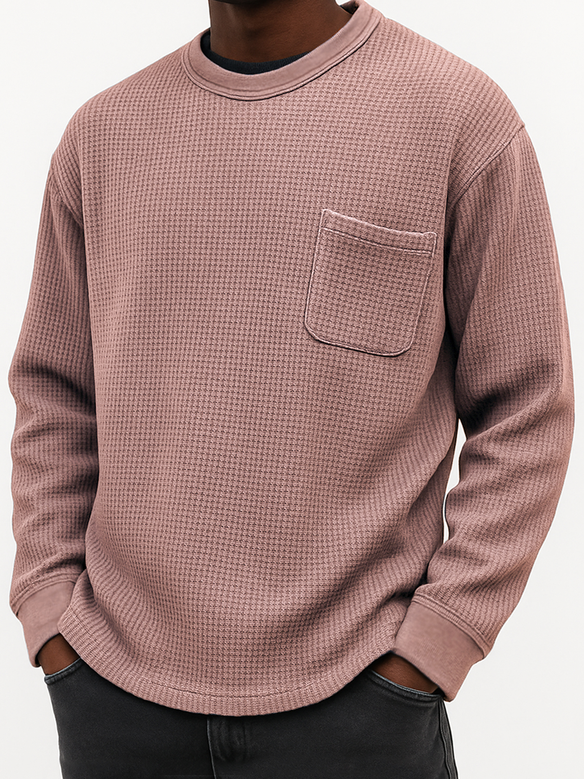 Herren Stylischer Waffel Komfort Freizeit Tasche Alltag Sweatshirt-deurabatt