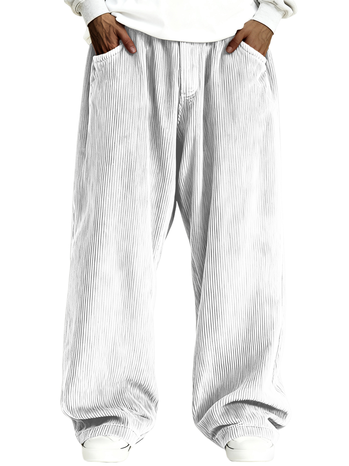Herren einfache gerippte stilvolle Corduroy Freizeit-Hosen-deurabatt