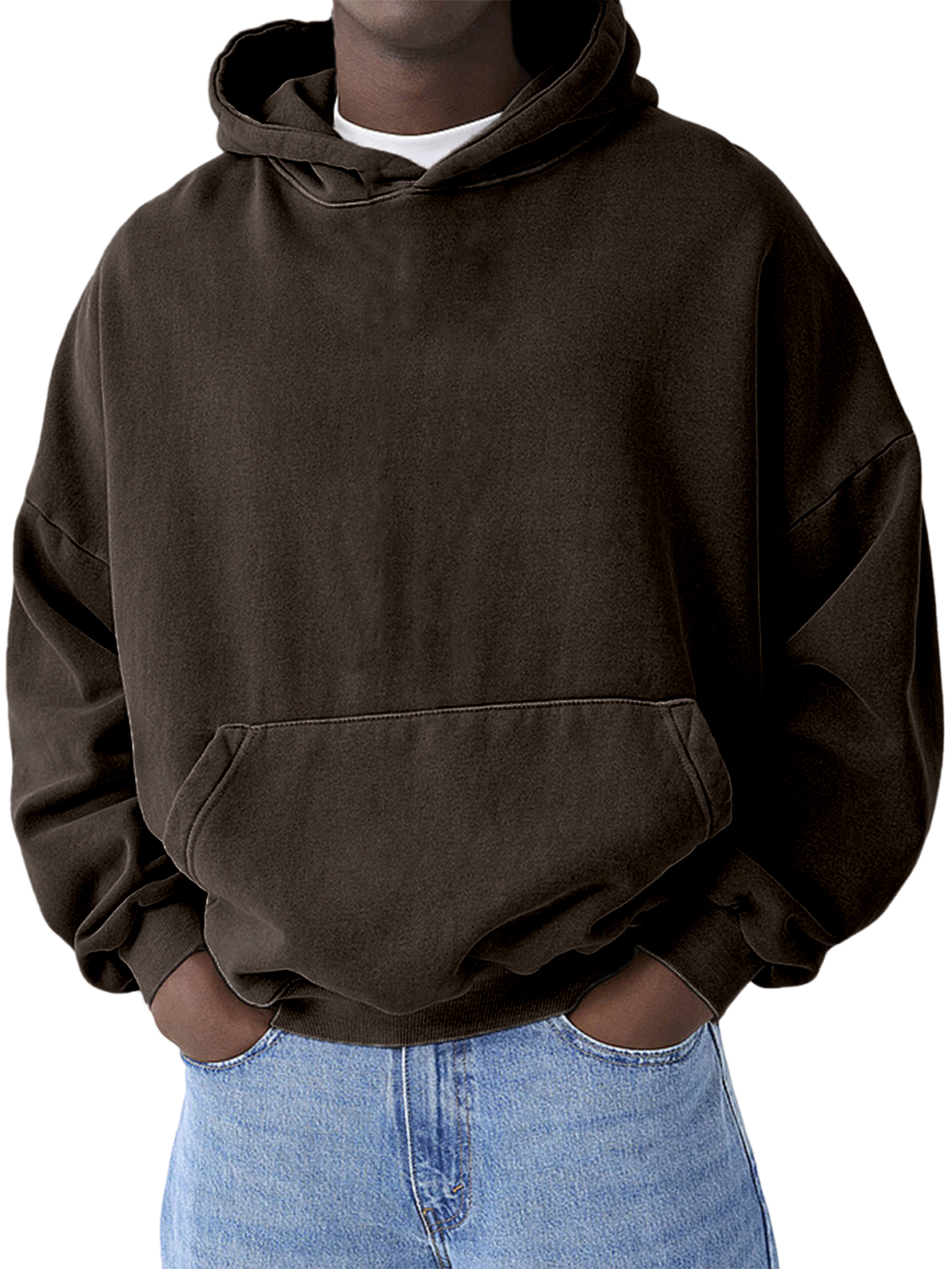 Herren Schwergewicht Basic Freizeit Pullover Kapuzen-Sweatshirt-deurabatt