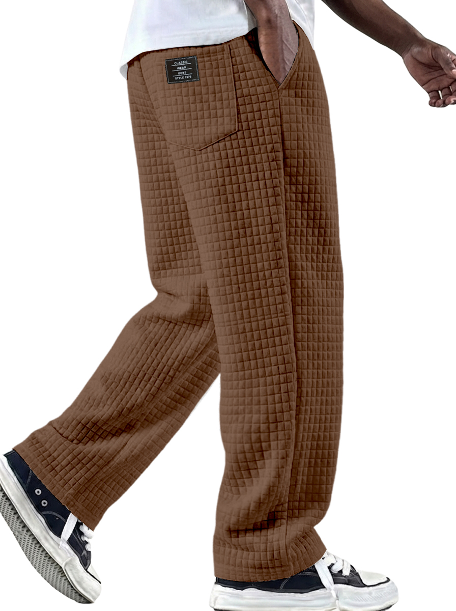 Herren Vintage Waffelstrickstoff Logo Mehrfachtaschen Strickhose-deurabatt