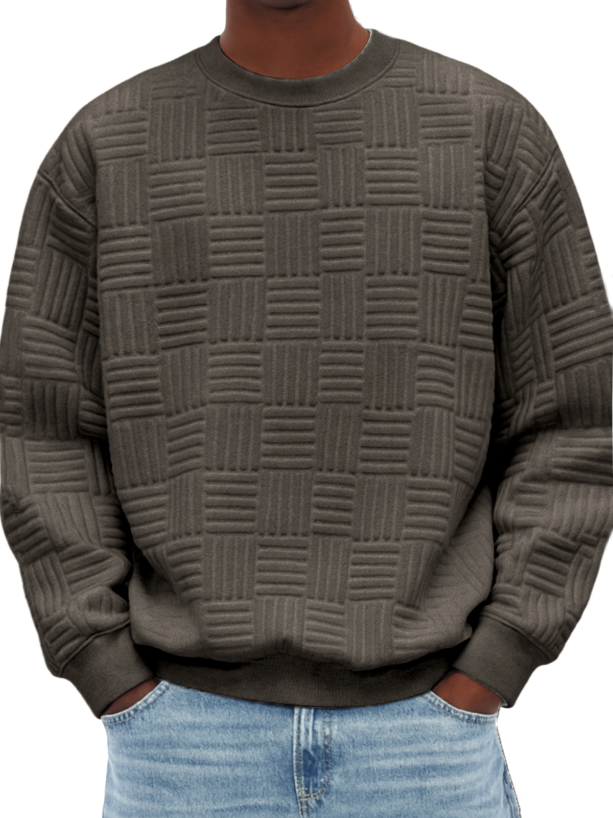 Stilvolles Herren-Sweatshirt mit Jacquard-Struktur-deurabatt