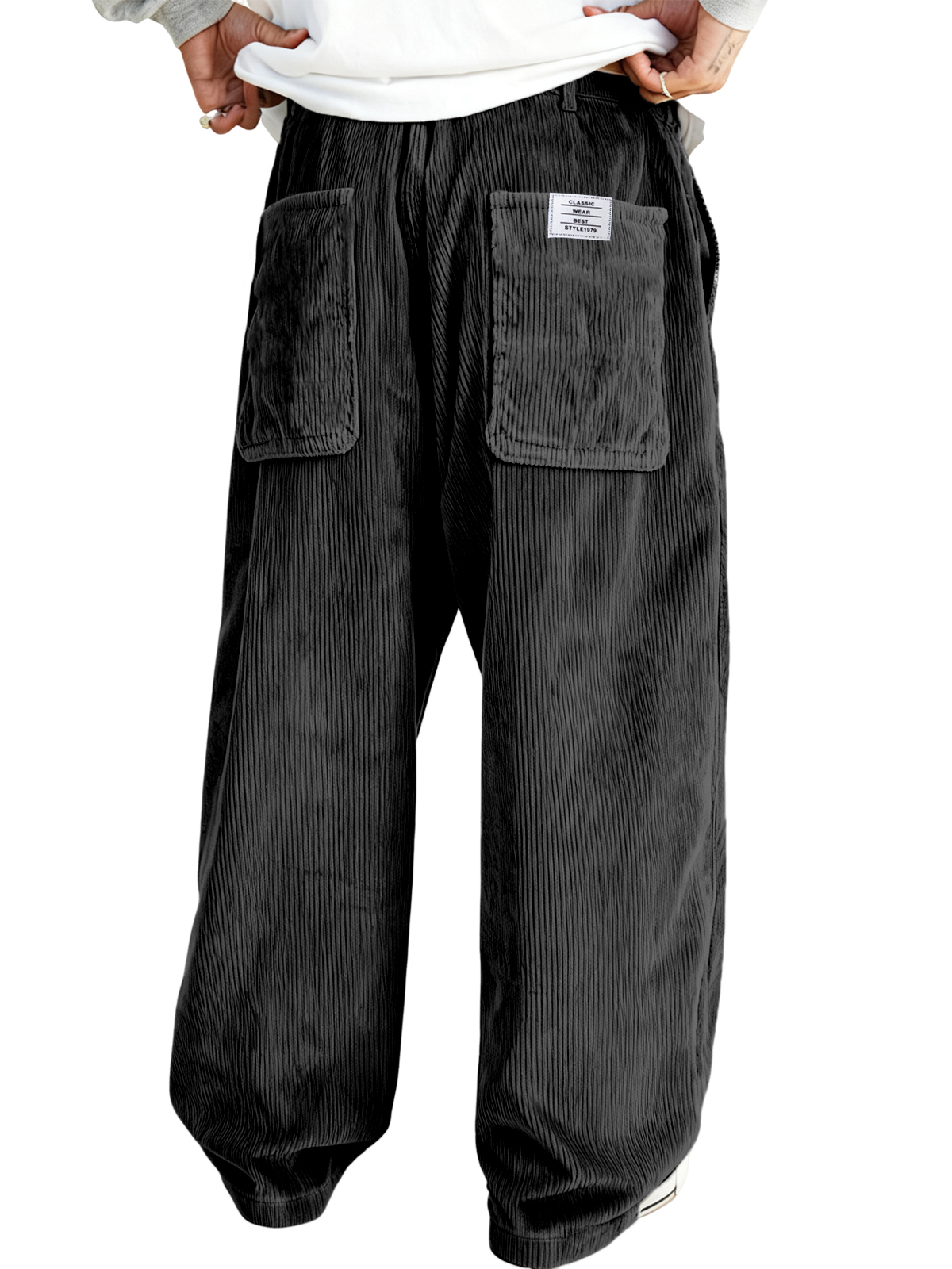Herren Mehrfachtaschen Stilvolle Cord-Ripp Casual-Hosen mit besticktem Etikett-deurabatt