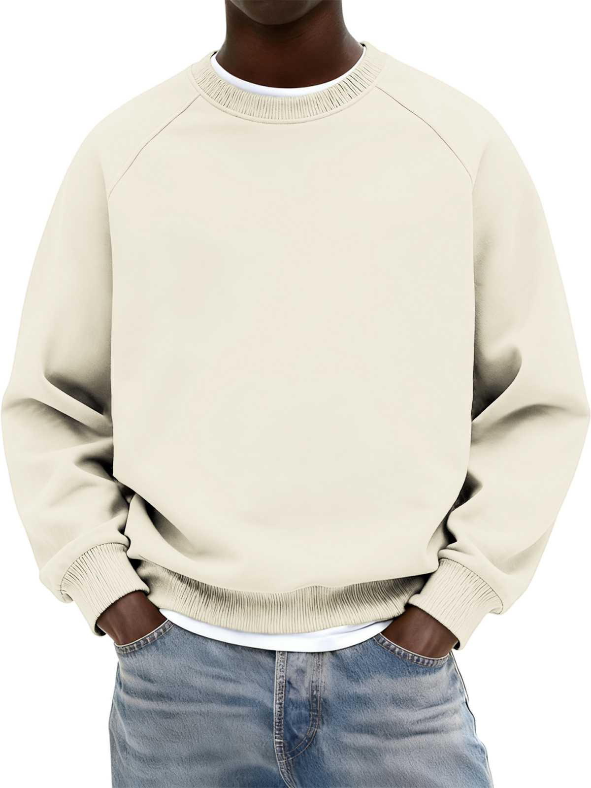 Basic Alltags-Sweatshirt mit Raglan-Ausschnitt und Rundhalsausschnitt-deurabatt