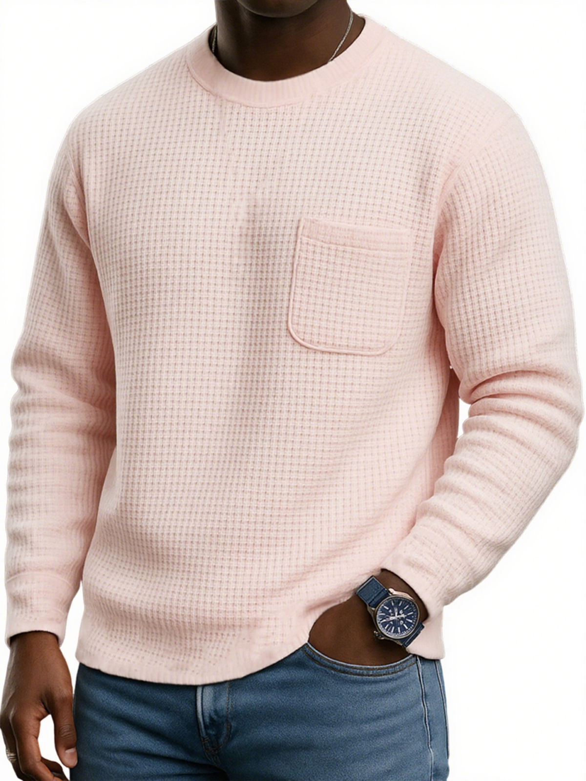 Stylisches Herren-Sweatshirt mit Waffelstruktur und Tasche-deurabatt