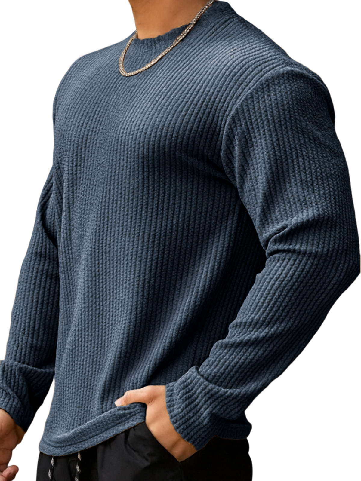Herren-Fitness-Langarmshirt aus Jacquard-deurabatt
