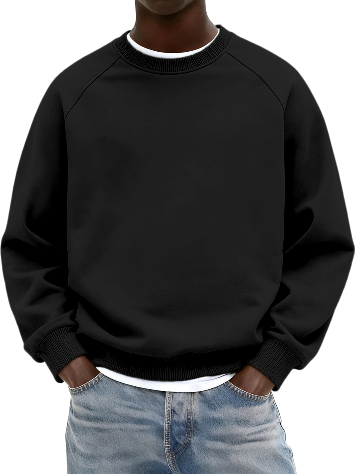Basic Alltags-Sweatshirt mit Raglan-Ausschnitt und Rundhalsausschnitt-deurabatt