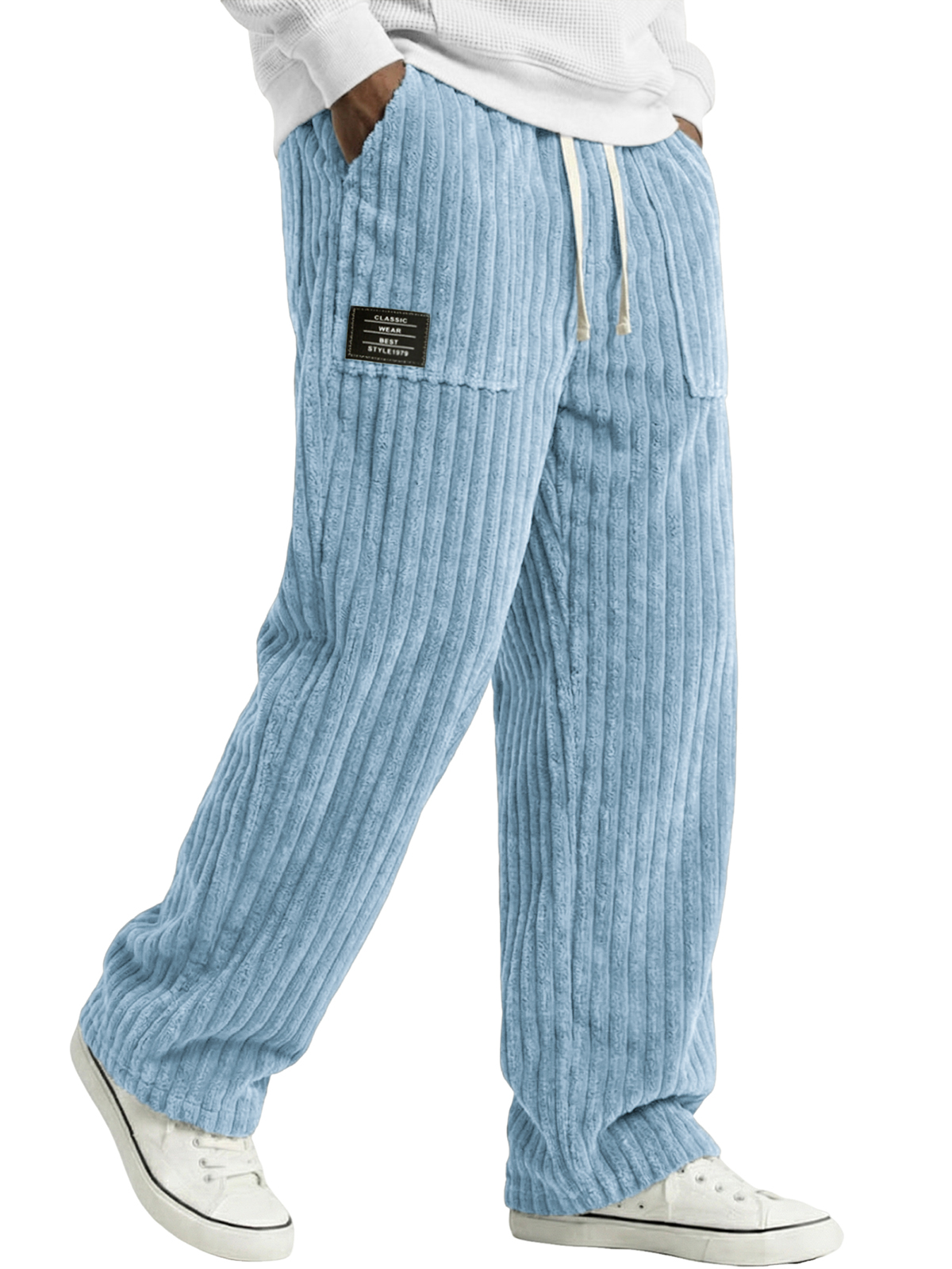 Herren Stylische Cordhosen mit bestickten Etiketten und aufgesetzten Taschen-deurabatt