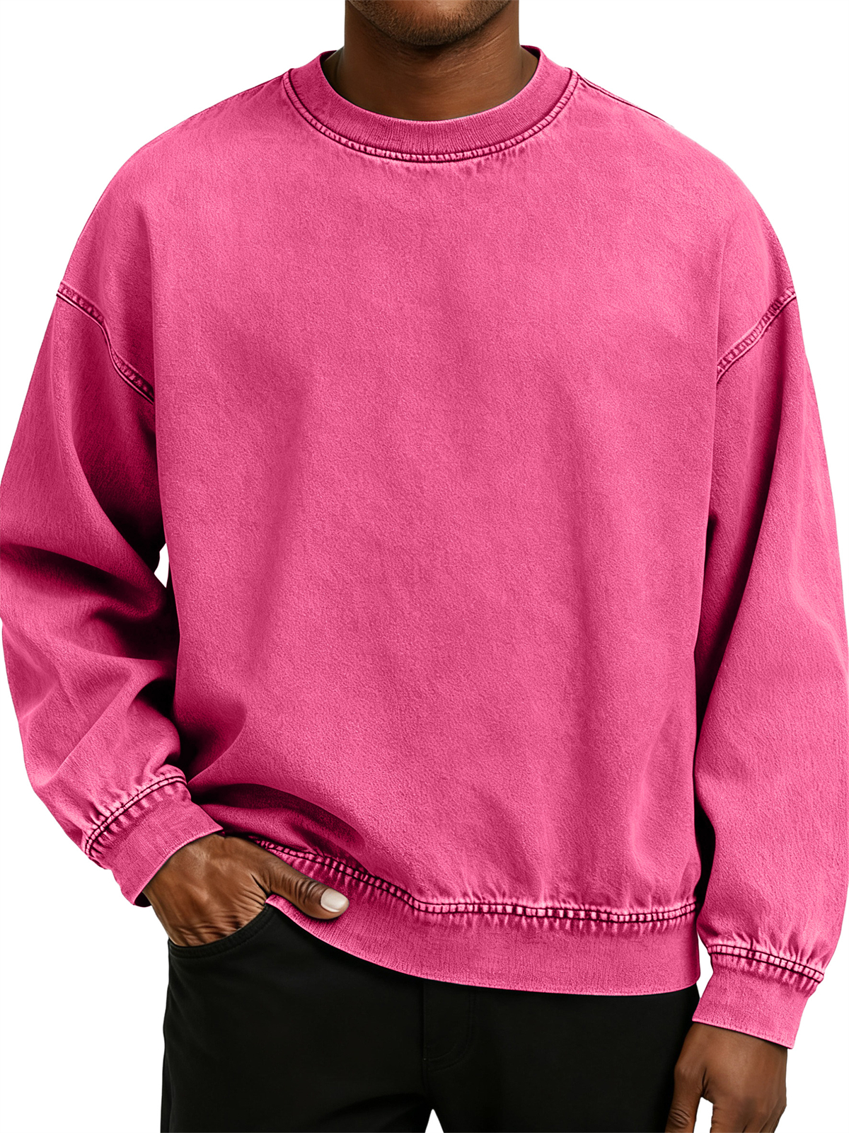 Herren Retro Gewaschen Zerrissene Baumwolle Rundhals Langarm Sweatshirt-deurabatt