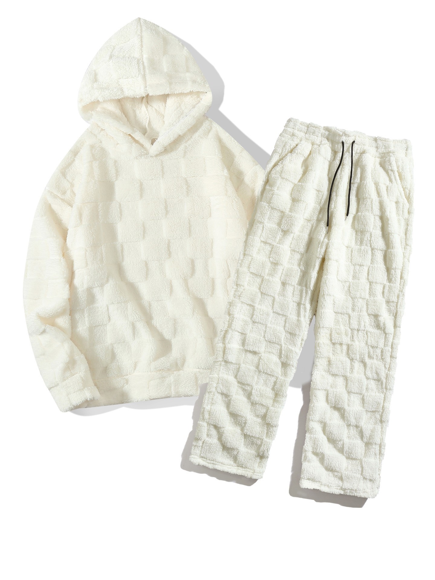 Herren Wende-Fleece Kapuzenpullover und Hose Zwei-Teile-Set-ZierMode