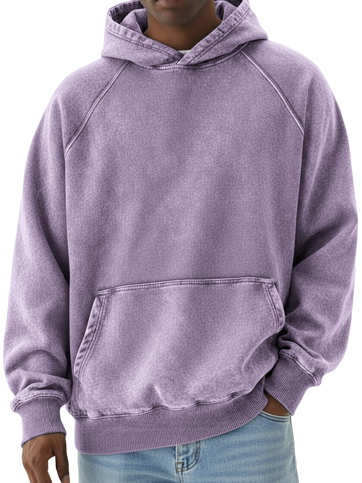 Herren Basic Retro Distressed Raglan Ärmel Pullover Hoodie-deurabatt