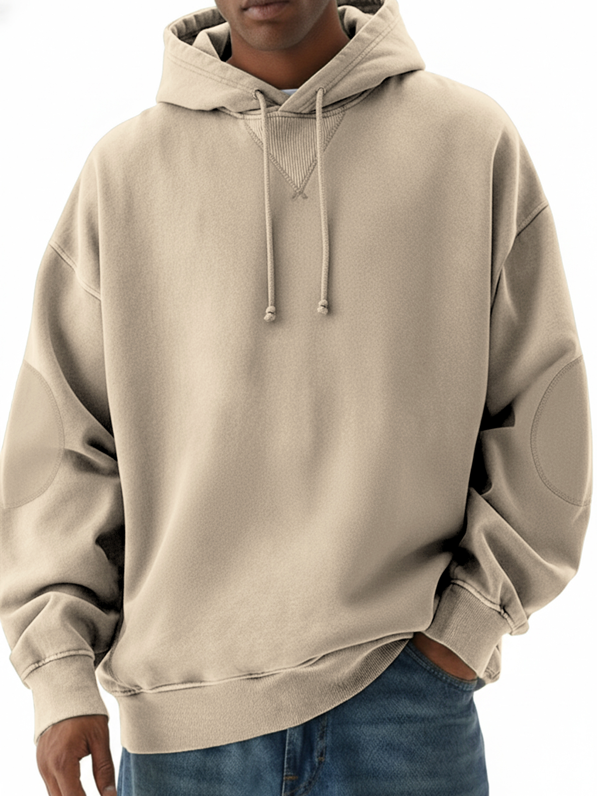 Herren Heavyweight Vintage Patchwork Design Pullover Hoodie-deurabatt