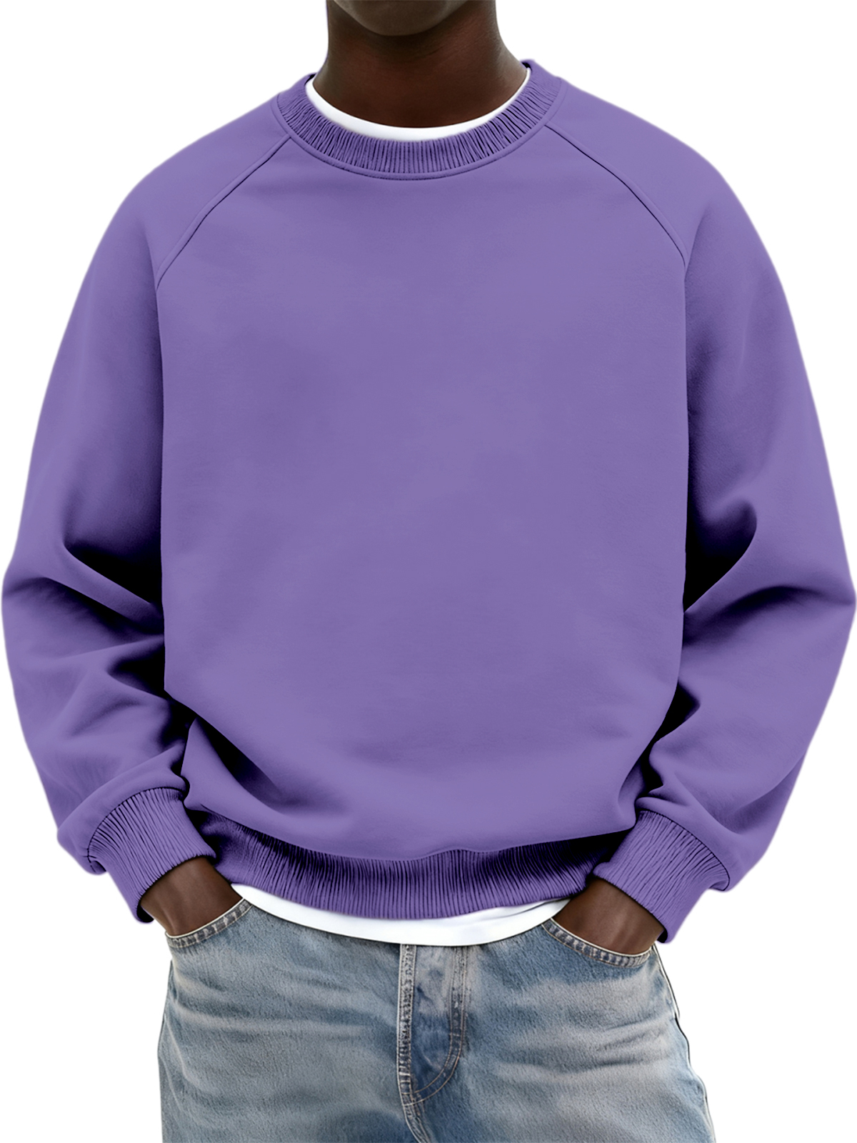 Basic Alltags-Sweatshirt mit Raglan-Ausschnitt und Rundhalsausschnitt-deurabatt