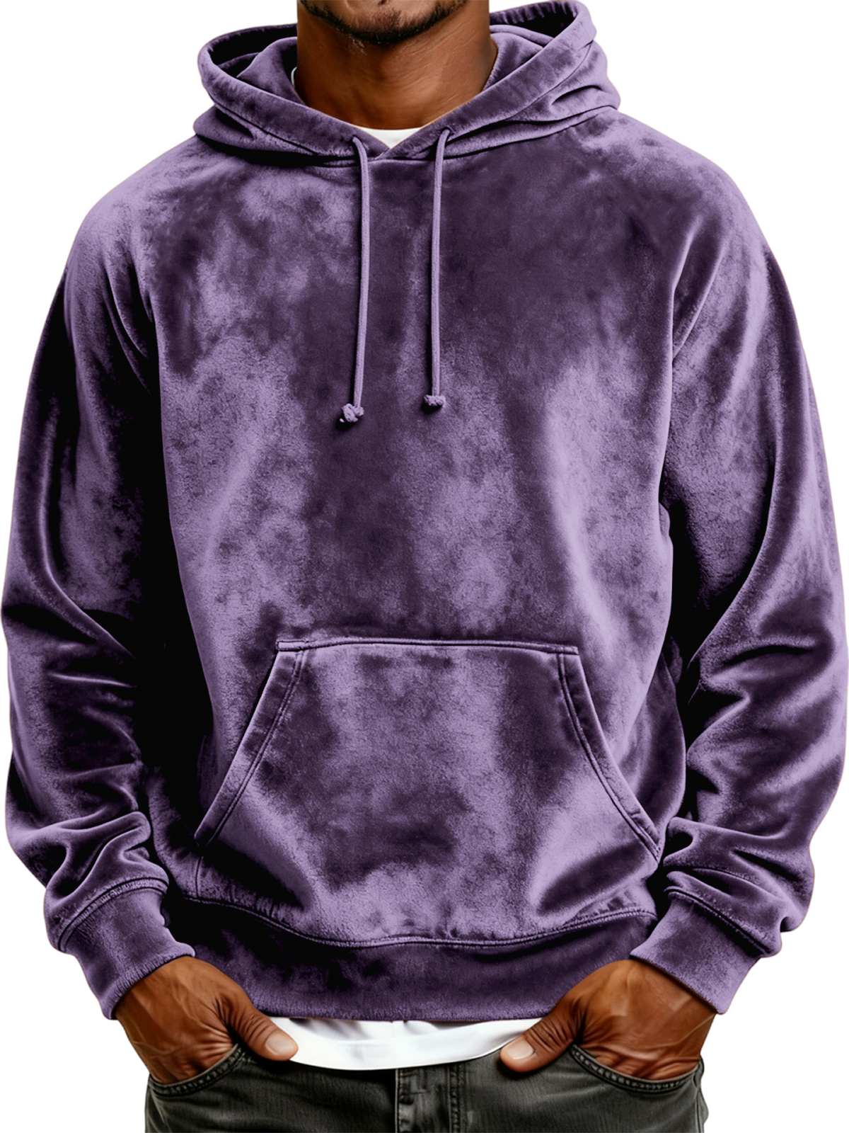 Herren Einfaches Samt Grundlegendes Kapuzenpullover Sweatshirt-deurabatt
