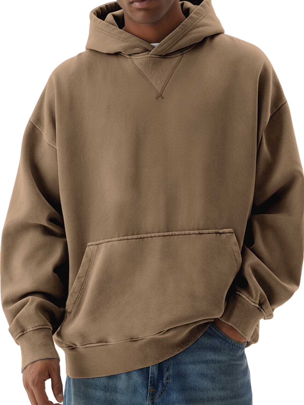 Basic Herren-Pullover-Hoodie aus schwerem Material mit Kreuzstich-deurabatt