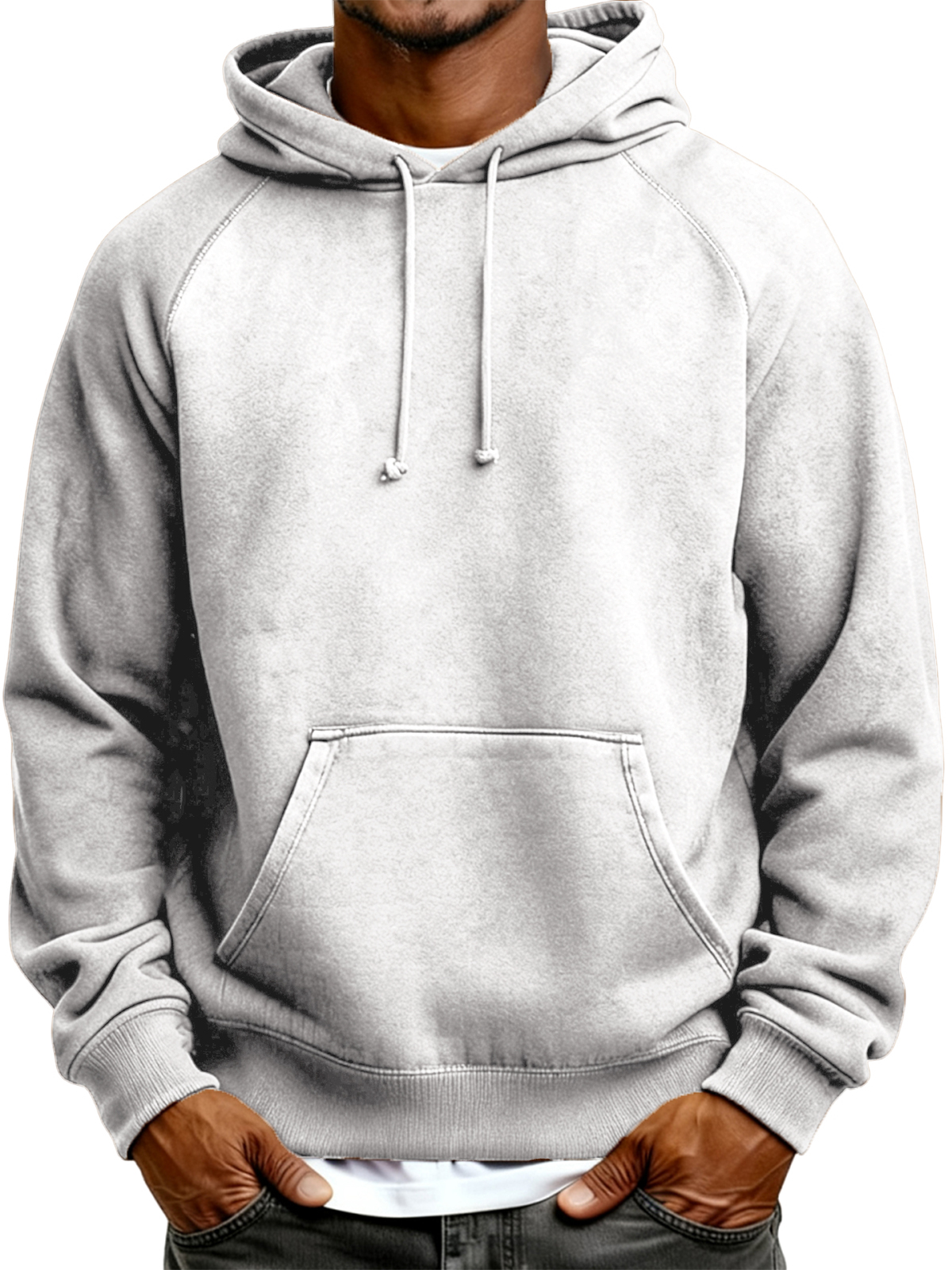 Herren Wildleder Raglanärmel Pullover Kapuzen-Sweatshirt-deurabatt