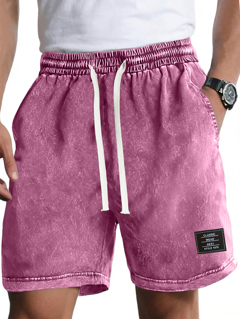 Herren Vintage gewaschene, distressed Baumwolle bestickte Logo Mehrfachtaschen Shorts-ZierMode