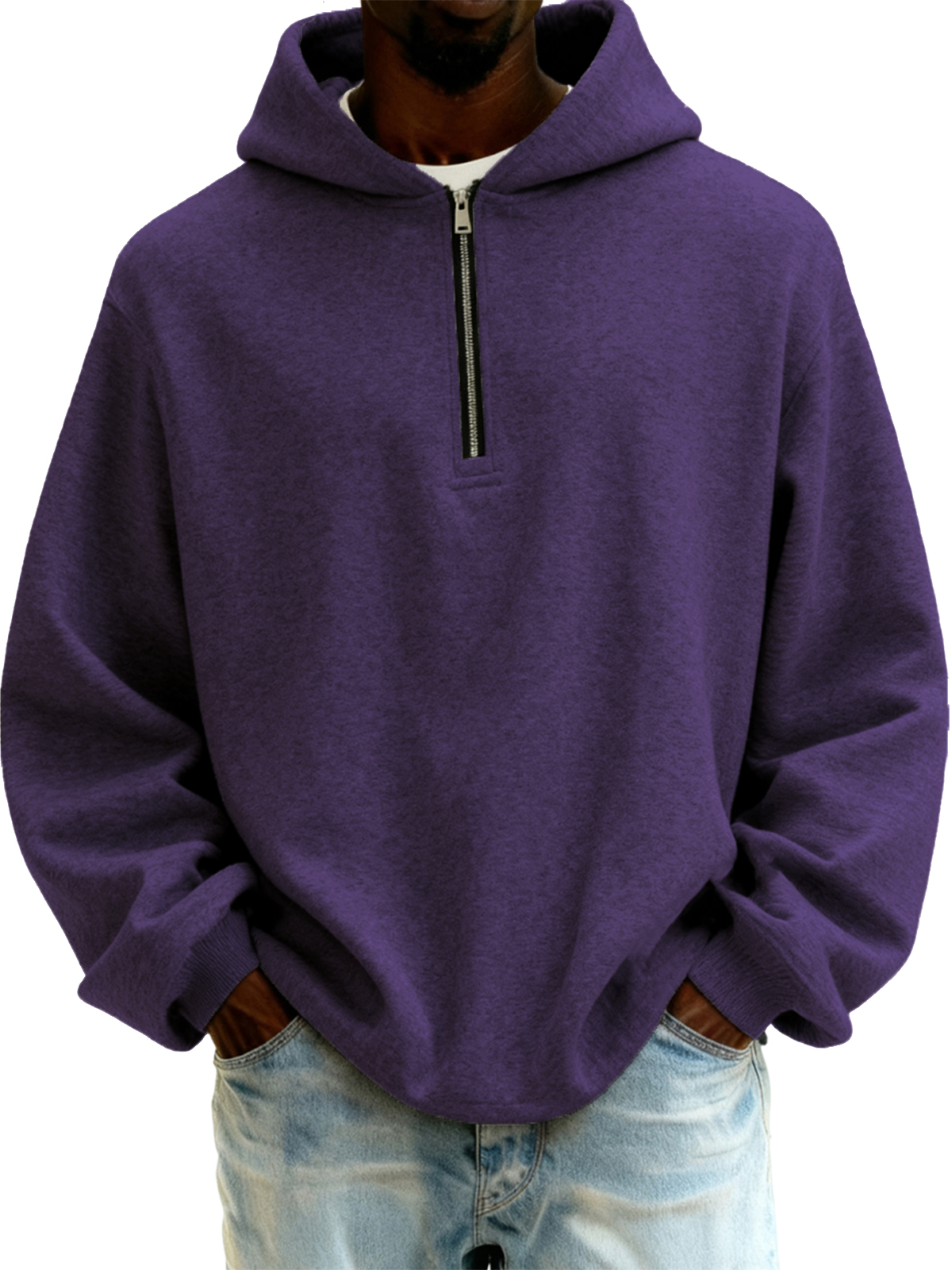 Herren-Kapuzenpullover mit halbem Reißverschluss-deurabatt