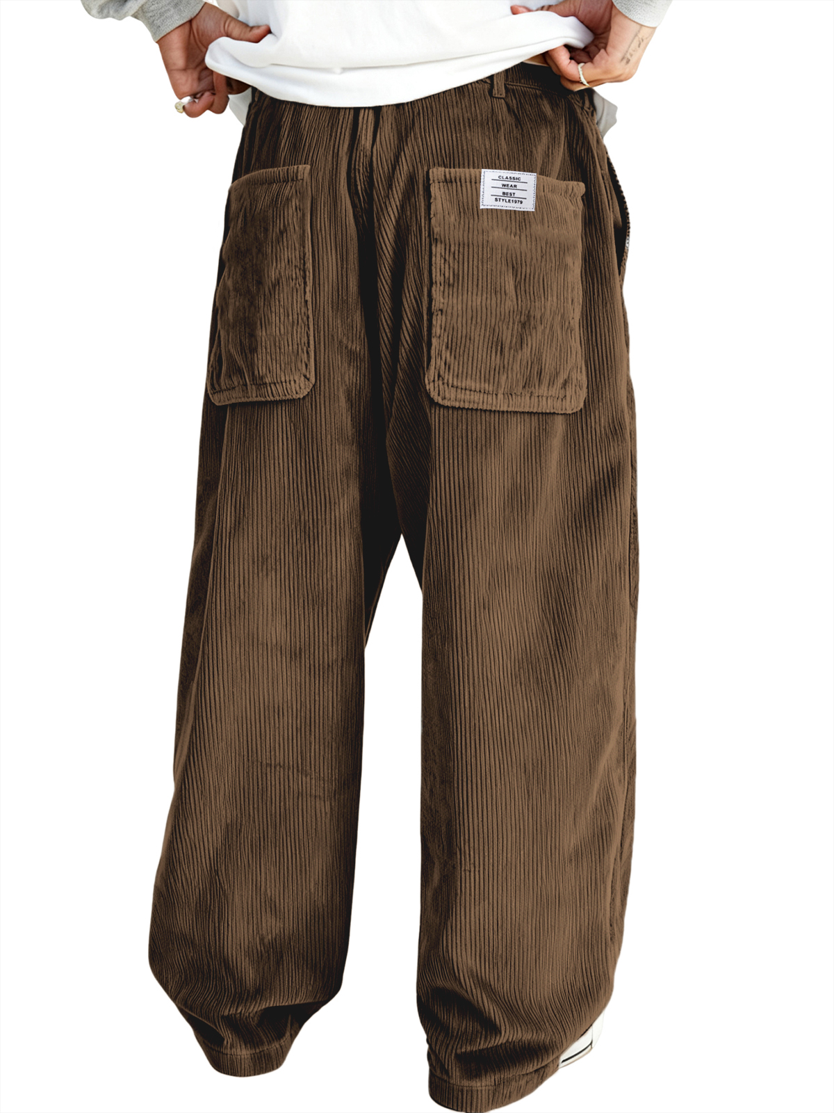 Herren Mehrfachtaschen Stilvolle Cord-Ripp Casual-Hosen mit besticktem Etikett-deurabatt