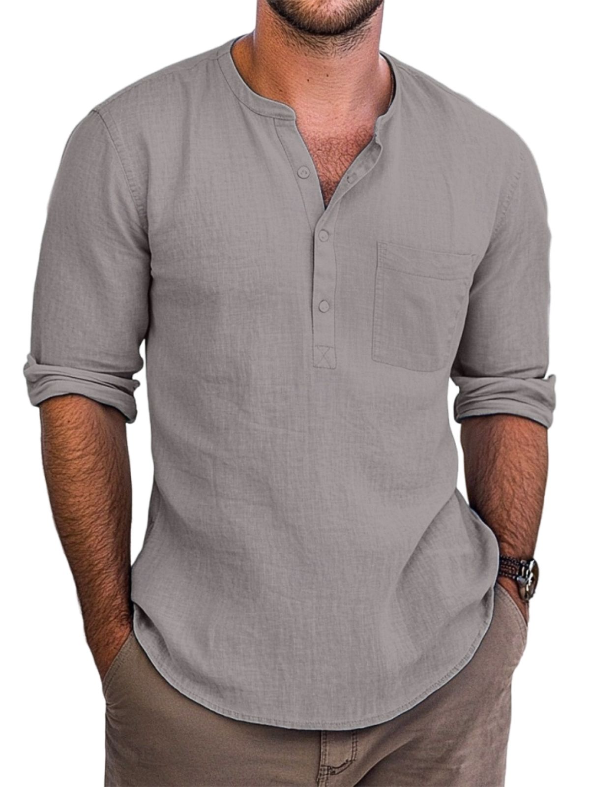 Vintage-Henley-Langarmhemd für Herren-deurabatt