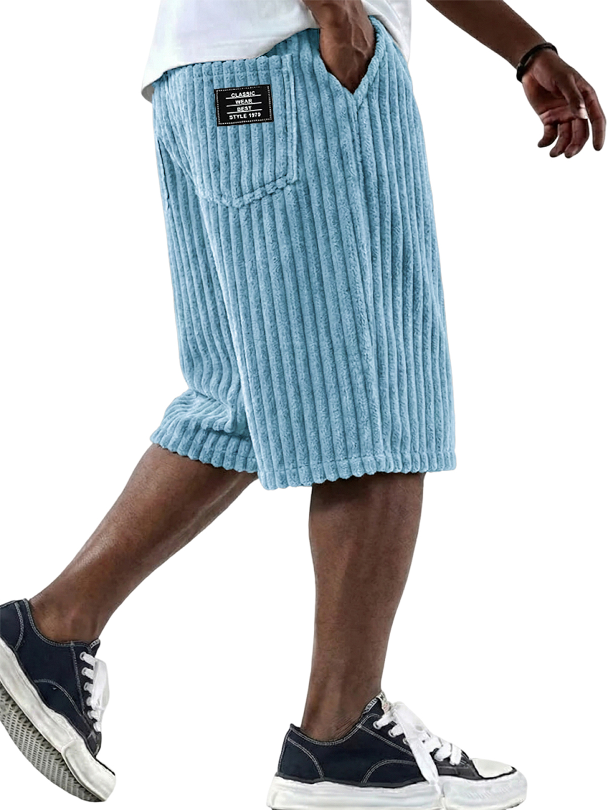 Stylische Corduroy Komfortshorts mit besticktem Design-ZierMode