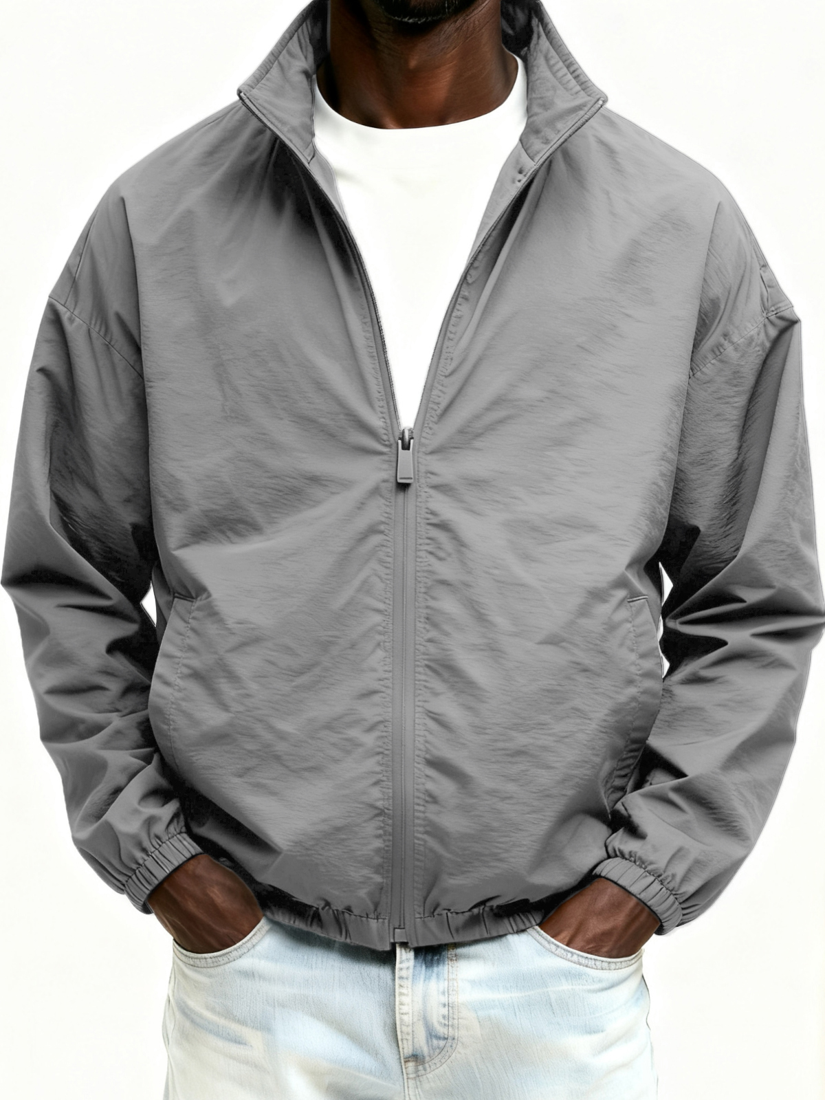 Outdoor-Jacke mit Reißverschluss, einfarbig-deurabatt