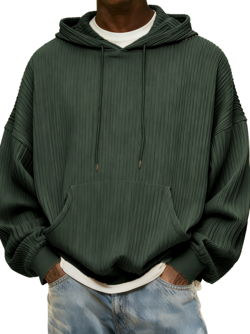 Schlichter Herren-Kapuzenpullover mit Rippstrick für jeden Tag-deurabatt