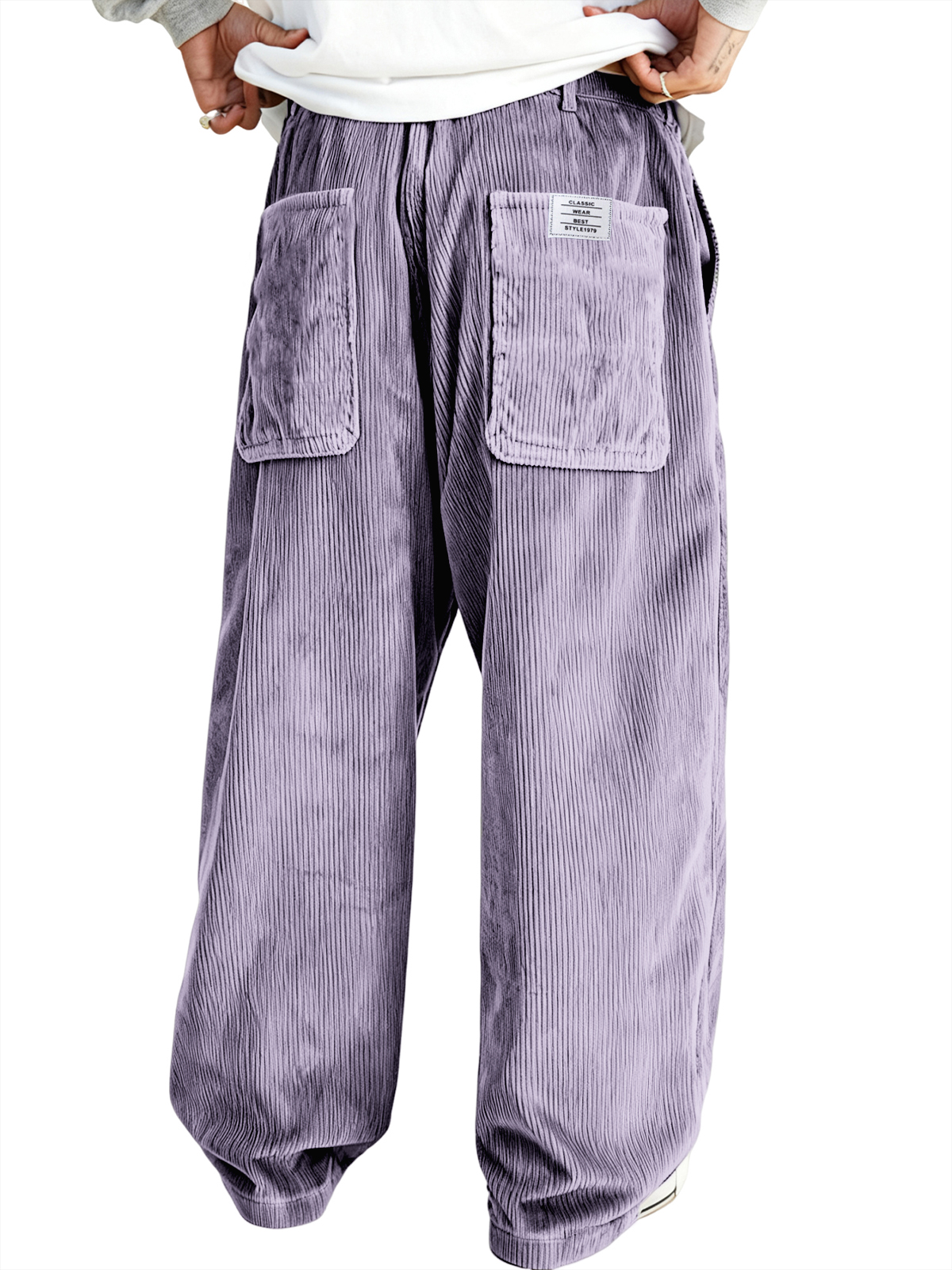Herren Mehrfachtaschen Stilvolle Cord-Ripp Casual-Hosen mit besticktem Etikett-deurabatt