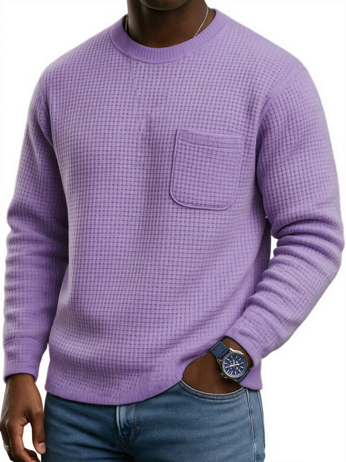 Stylisches Herren-Sweatshirt mit Waffelstruktur und Tasche-deurabatt