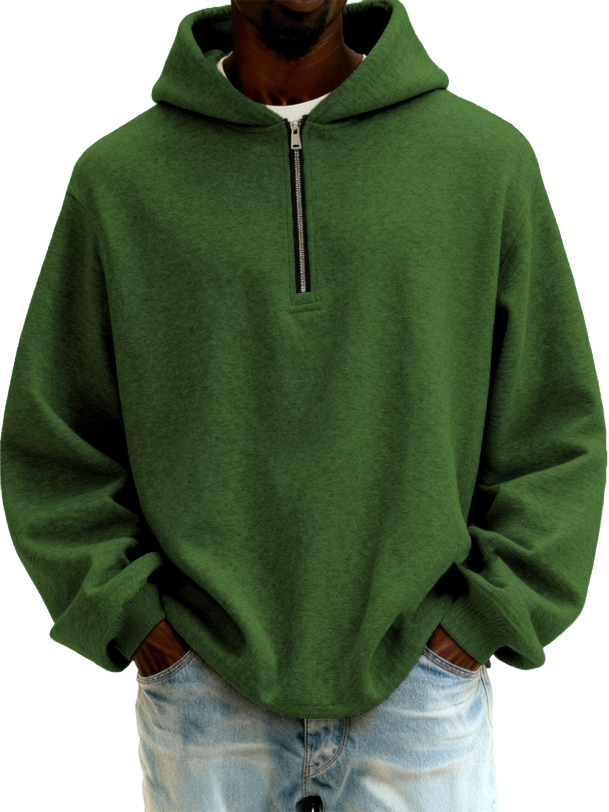 Herren-Kapuzenpullover mit halbem Reißverschluss-deurabatt