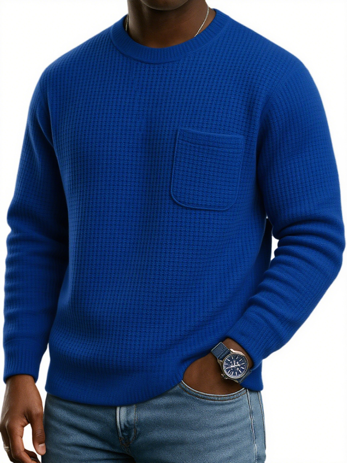 Stylisches Herren-Sweatshirt mit Waffelstruktur und Tasche-deurabatt
