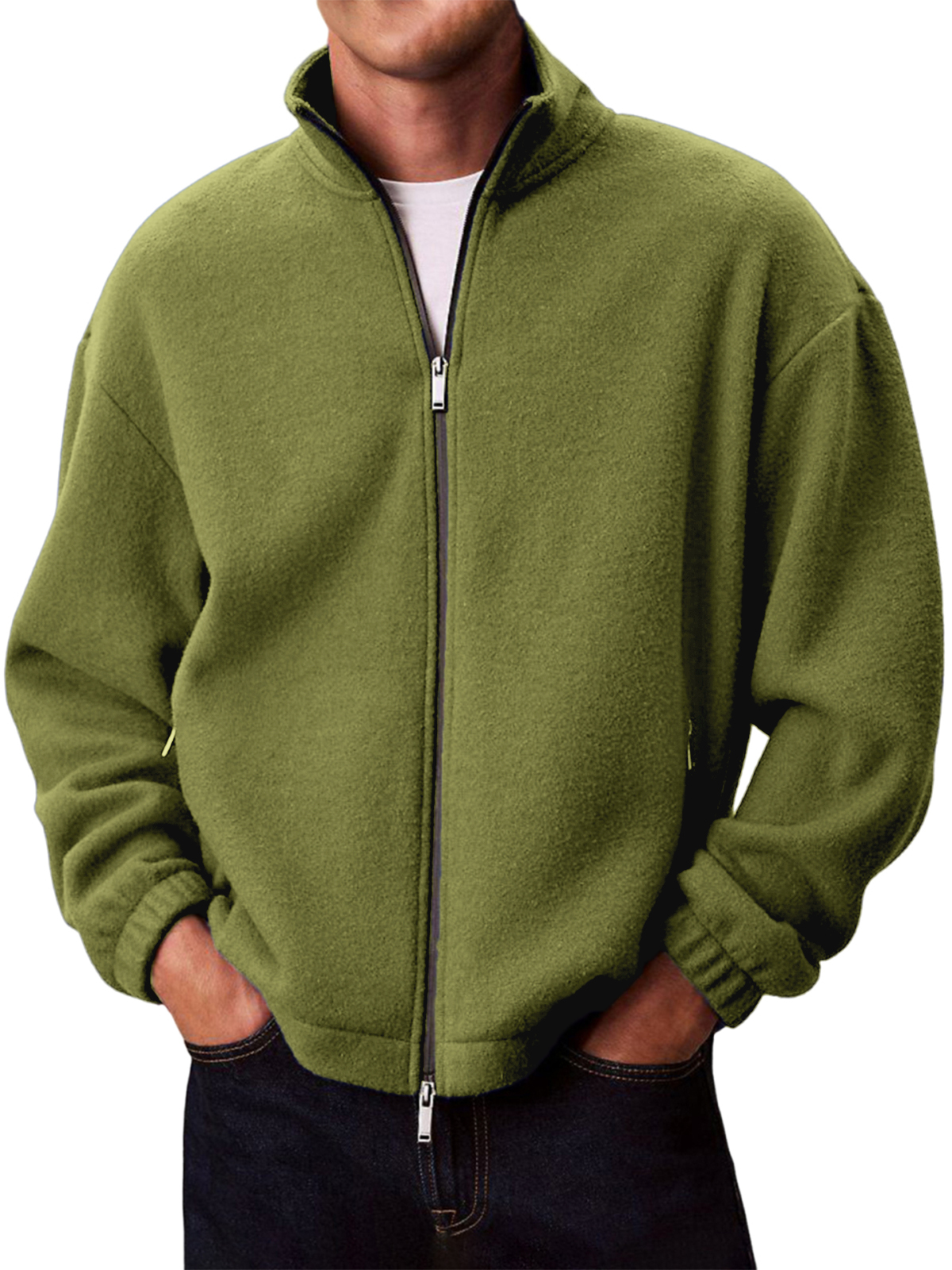 Warme Herren-Polarfleecejacke, einfarbig-deurabatt