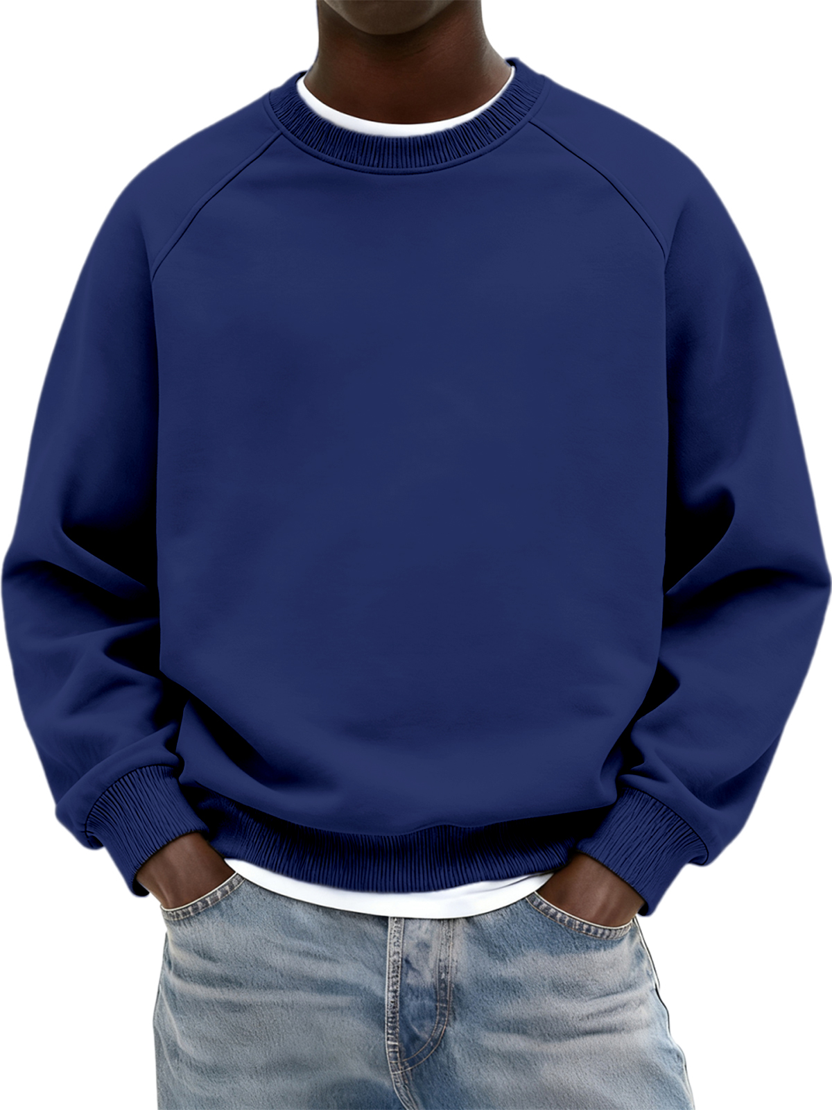 Basic Alltags-Sweatshirt mit Raglan-Ausschnitt und Rundhalsausschnitt-deurabatt
