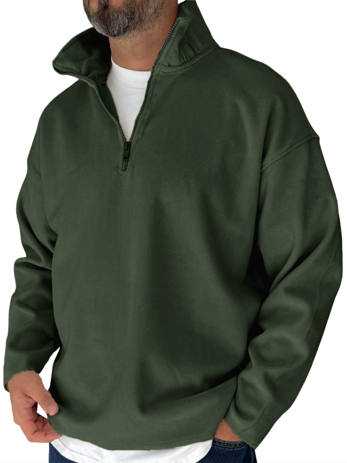 Herren Einfaches Fleece Halbzip Basis Pullover Sweatshirt-deurabatt
