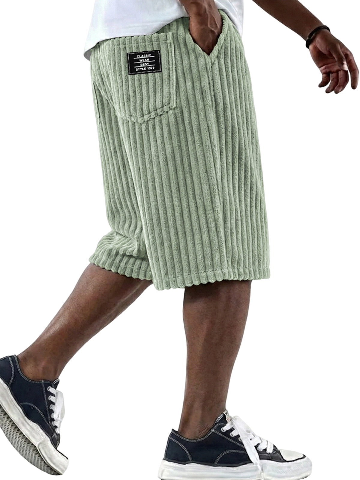 Stylische Corduroy Komfortshorts mit besticktem Design-ZierMode