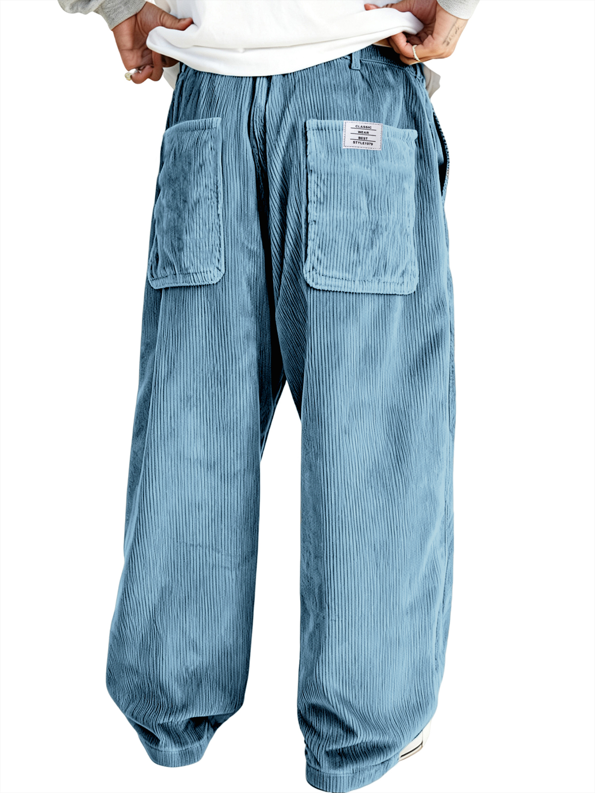 Herren Mehrfachtaschen Stilvolle Cord-Ripp Casual-Hosen mit besticktem Etikett-deurabatt