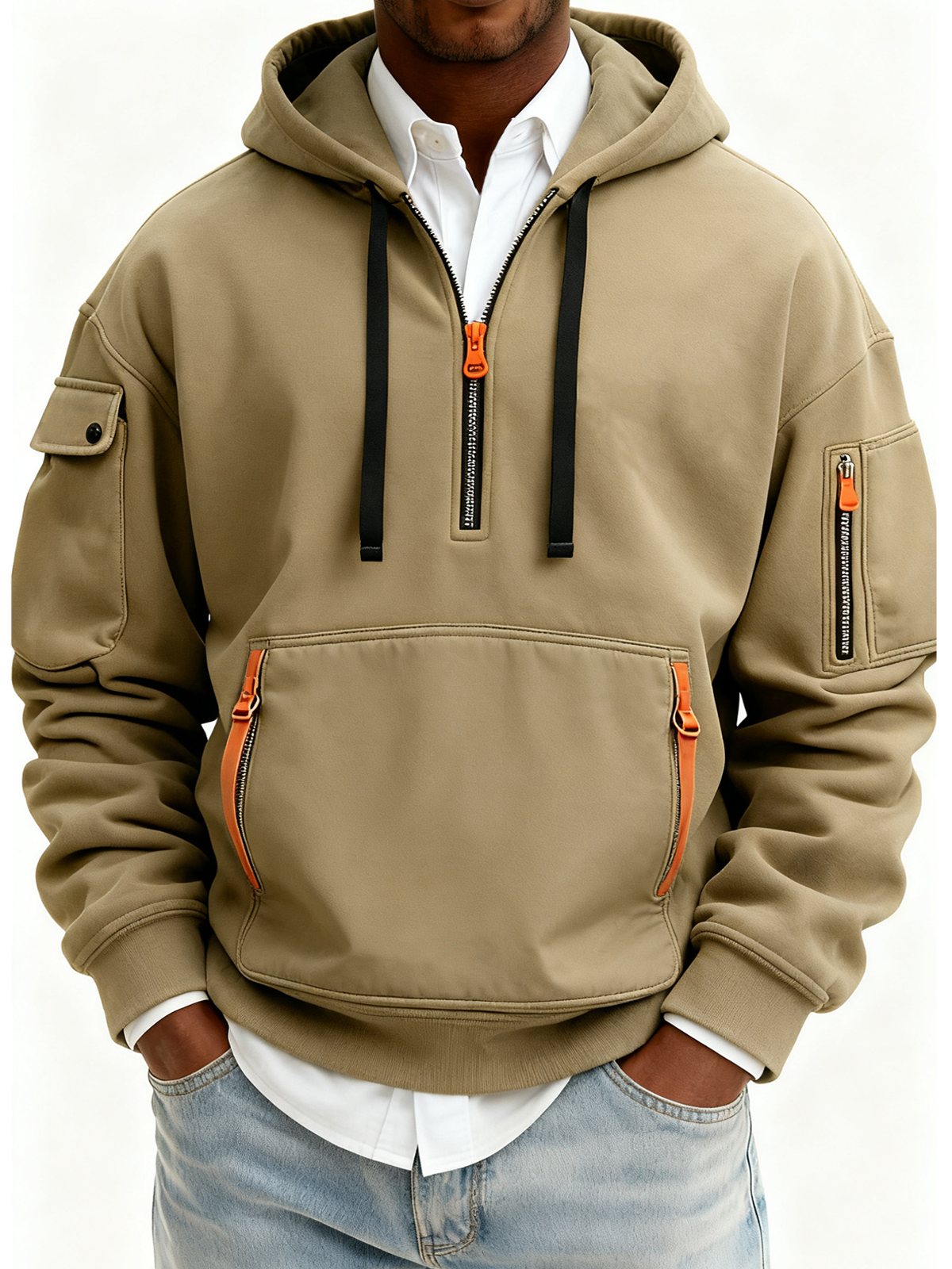 Lässiger Herren-Sport-Pullover-Hoodie mit mehreren Reißverschlüssen-deurabatt