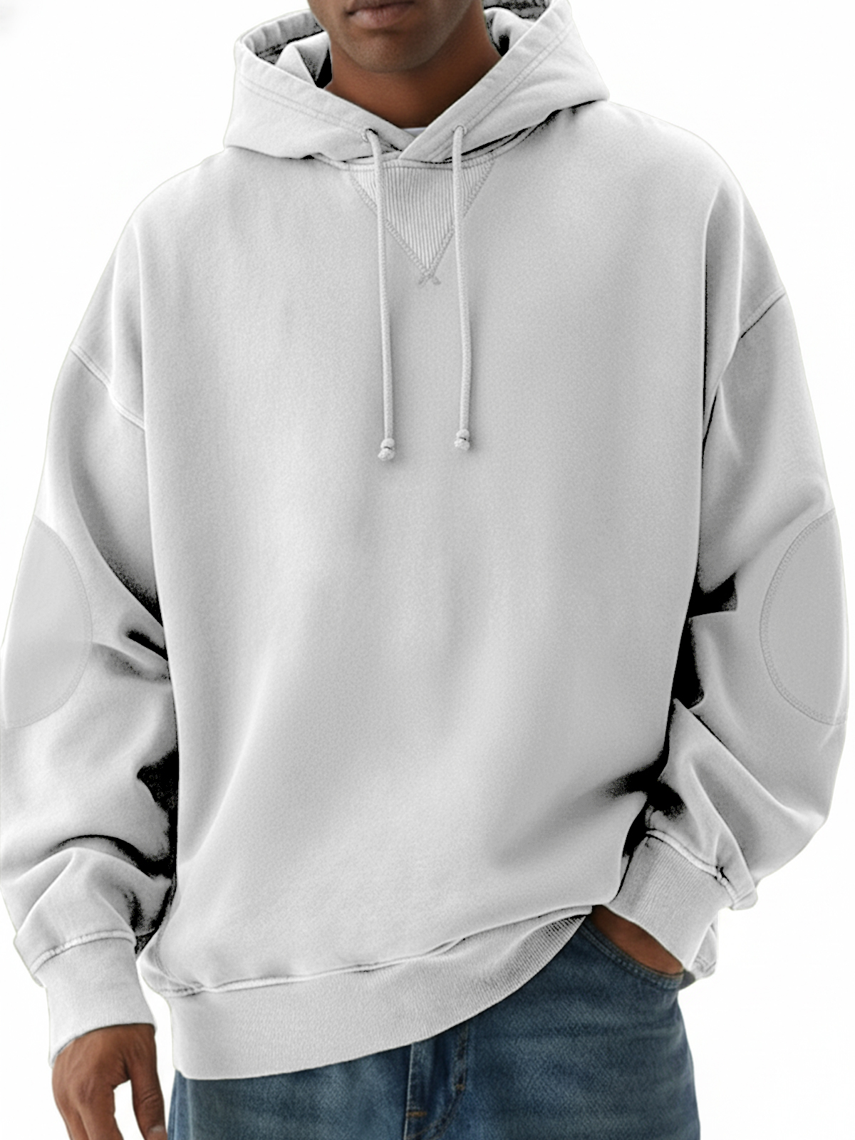 Herren Heavyweight Vintage Patchwork Design Pullover Hoodie-deurabatt