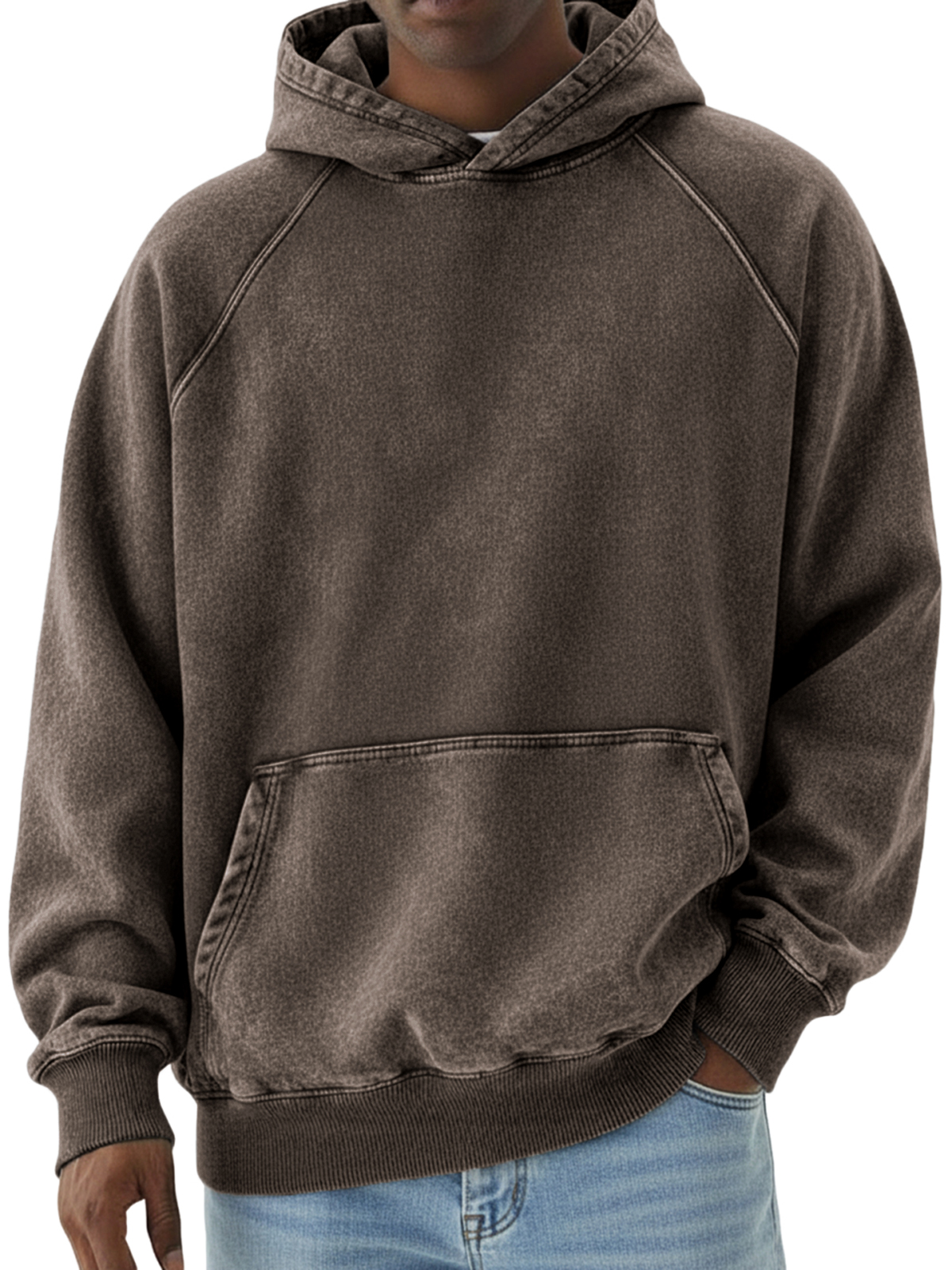 Herren Basic Retro Distressed Raglan Ärmel Pullover Hoodie-deurabatt