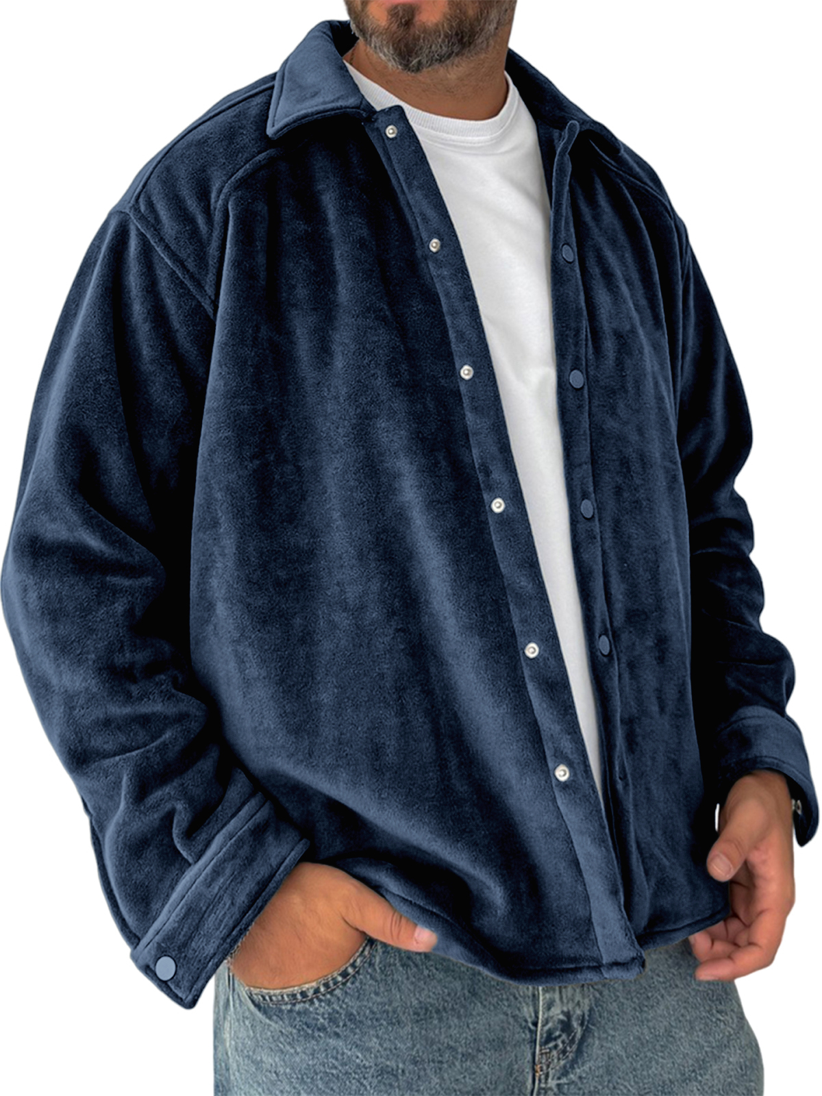 Herren Vintage Fleece Jacke Warme Freizeit Cardigan Hemd-deurabatt
